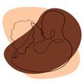 Contour image of a kissing African American couple on a background of colored spots Royalty Free Stock Photo